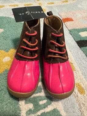 b.o.c. Kids Pink and Brown Duck Rain Boots
